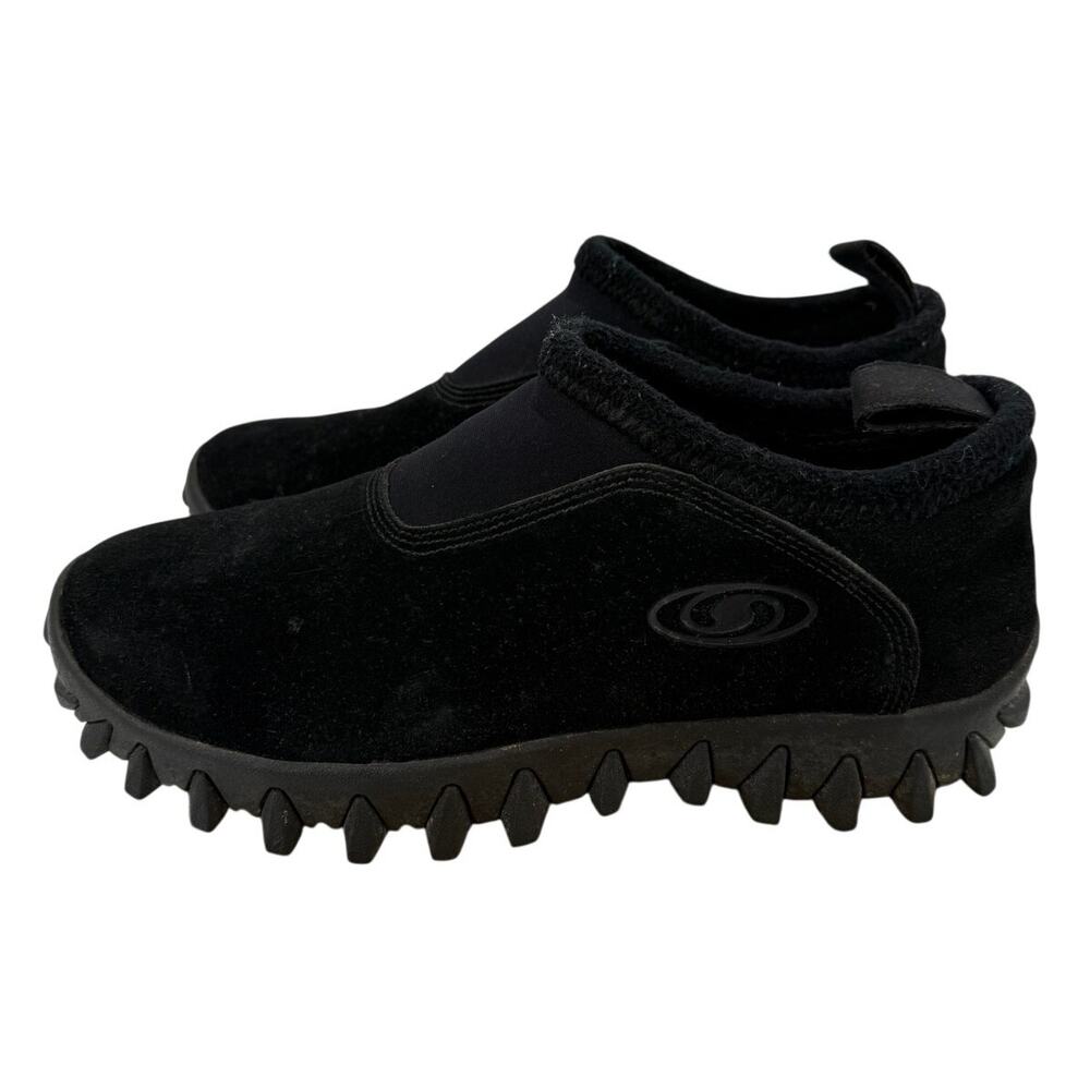 Vintage Salomon Contagrip CX Black Suede Snow Clogs Thinsulate Women's Size 10